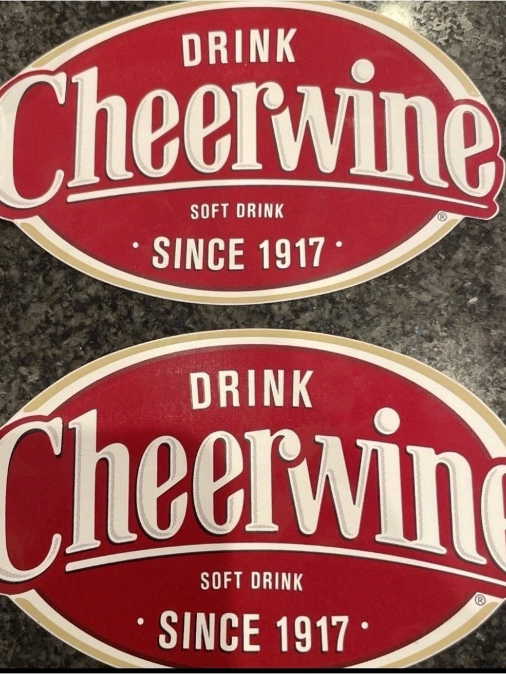 2 oval Cheerwine stickers